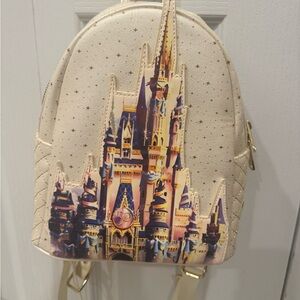 Loungefly Disney Cream Backpack with Iconic Castle Design 50th Anniversary
